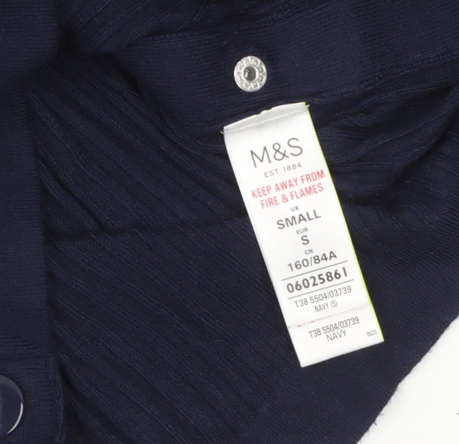 Marks & Spencer Women Navy Small Button Detail Pullover Jumper