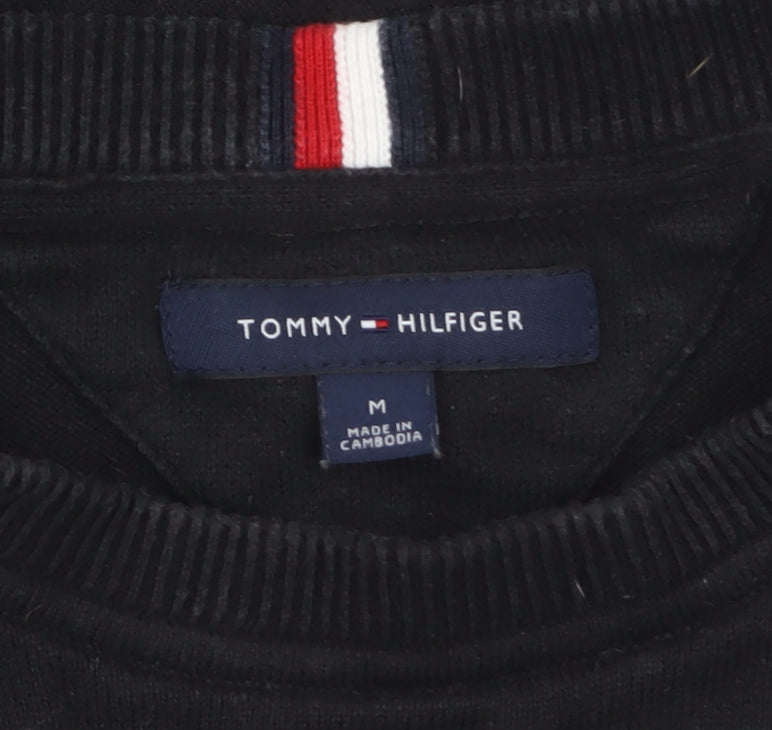 Tommy Hilfiger Men's Black Cotton Crew Neck Pullover Jumper M