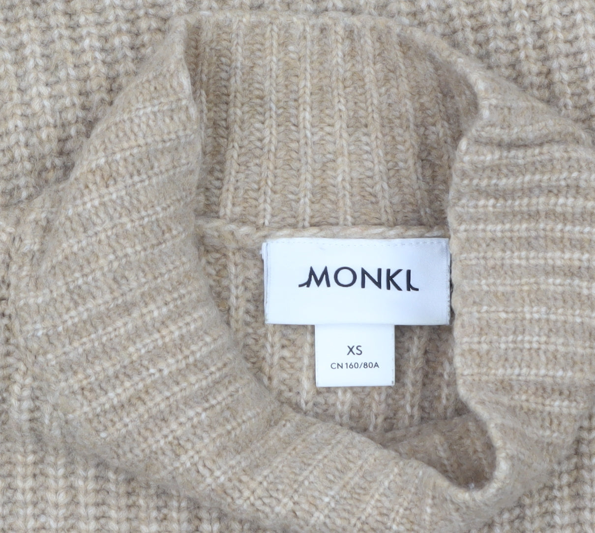 Monki Women’s Beige Mock Neck Chunky Knit Jumper XS