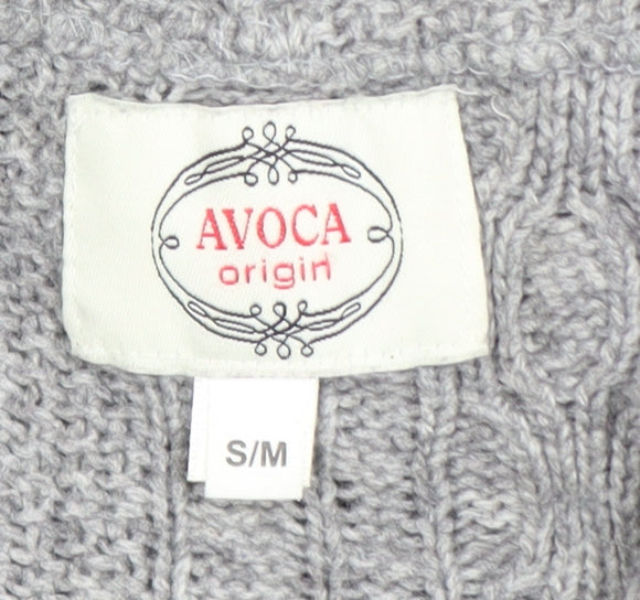Avoca Women Grey Wool Blend Sleeveless Cable Knit Cardigan S