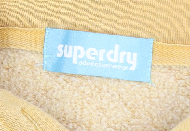 Superdry Womens Yellow Pullover Hoodie UK 8 Cotton Blend Lined Adventurewear