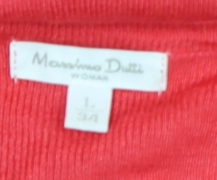 Massimo Dutti Women Red Silk Long Sleeve Cardigan Size 6