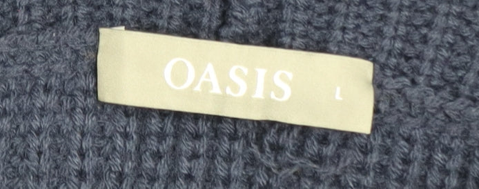 Oasis Women’s Blue Roll Neck Cable Knit Pullover Jumper Size L