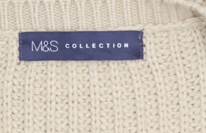 Marks & Spencer Women’s Beige Full Zip Chunky Knit Jumper Size 12
