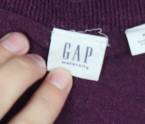 GAP Maternity Plum V-Neck Long Sleeve Wool Blend Jumper Size M