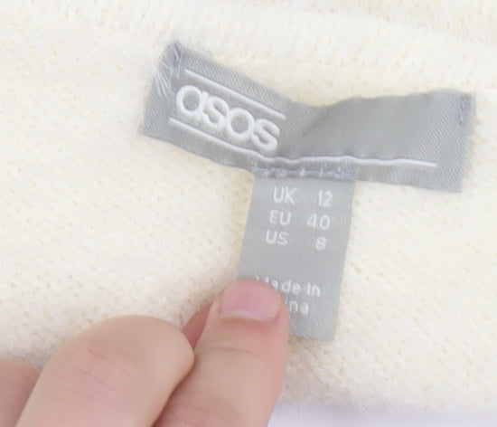 ASOS Womens Ivory Long Sleeve Twist Front Knit Cardigan UK 12