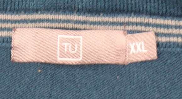 TU Men's Blue 2XL V-Neck Acrylic Pullover Jumper