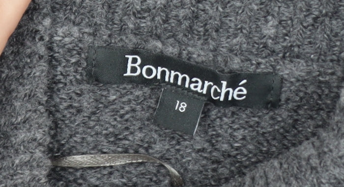 Bonmarché Women’s Grey Cable-Knit High Neck Pullover Jumper Size 18
