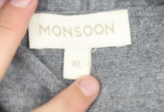 Monsoon Womens Grey Long Sleeve Open Knit Cardigan XL