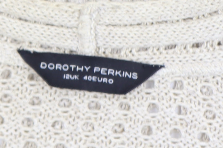 Dorothy Perkins Women Beige Open Knit Cardigan Size 12 Cotton Blend