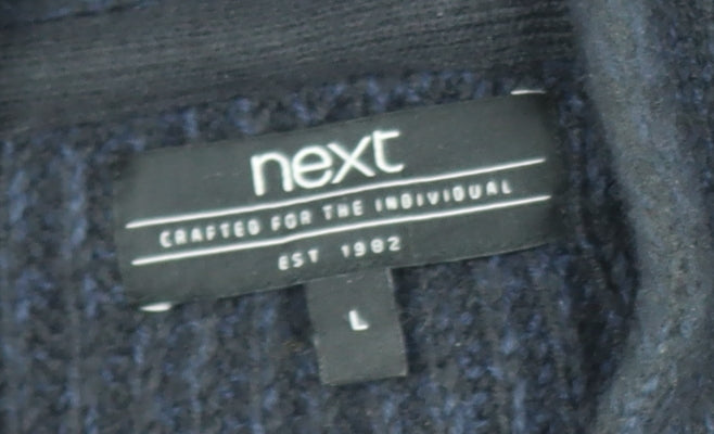 Next Mens Blue Henley Knit Acrylic Jumper Size L