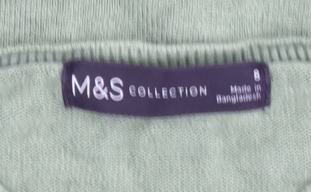 Marks & Spencer Men's Green Acrylic Crew Neck Jumper Size S
