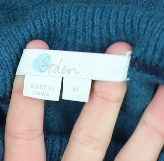 Boden Women's Blue Roll Neck Wool Blend Jumper Size M