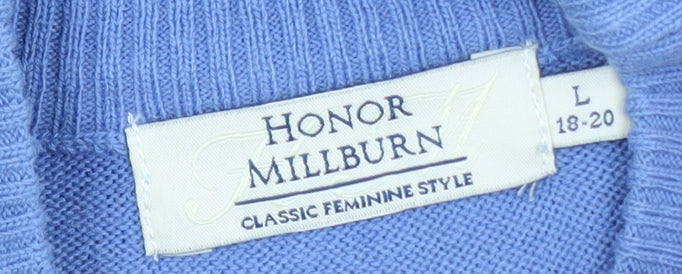 Honor Millburn Blue Acrylic Cable-Knit Crew Neck Men's L Jumper