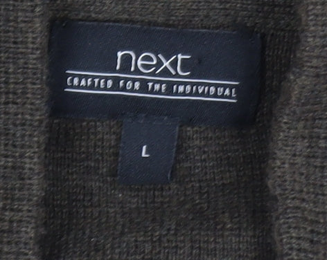 Next Men's Brown Cotton Full Zip High Neck Jumper Size L