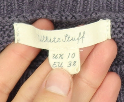 White Stuff Women’s Purple Cotton Linen Crew Neck Jumper Size 10