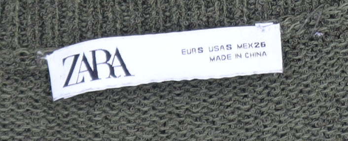 Zara Women’s Green V-Neck Long Sleeve Pullover Jumper Size S
