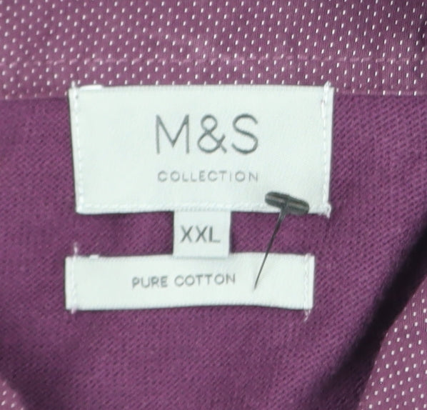 Marks & Spencer Men’s Purple 2XL Cotton Collared Henley Jumper