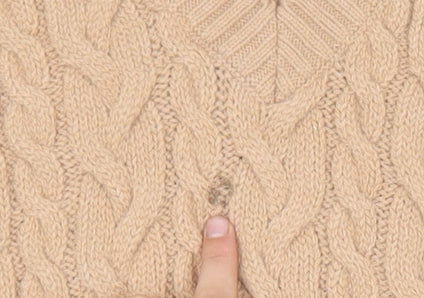 Damart Women Beige Cable-Knit Sleeveless V-Neck Jumper Vest M