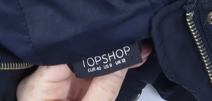 Topshop Women's Black Faux Fur Hooded Puffer Jacket Size 12