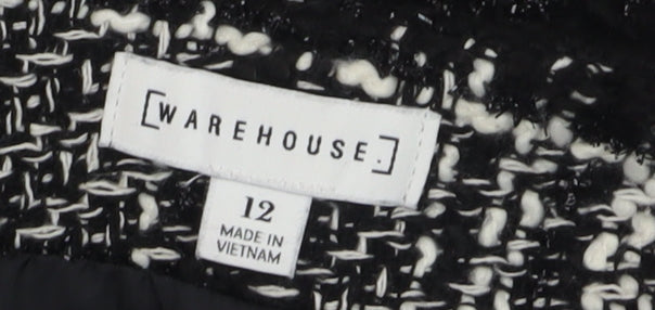 Warehouse Women's Black Tweed Check Pencil Skirt Size 12