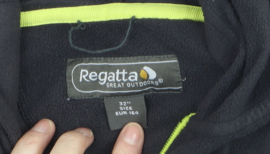 Regatta Boys Black Fleece Hooded Full Zip Outdoor Jacket Size 158 Regular Fit