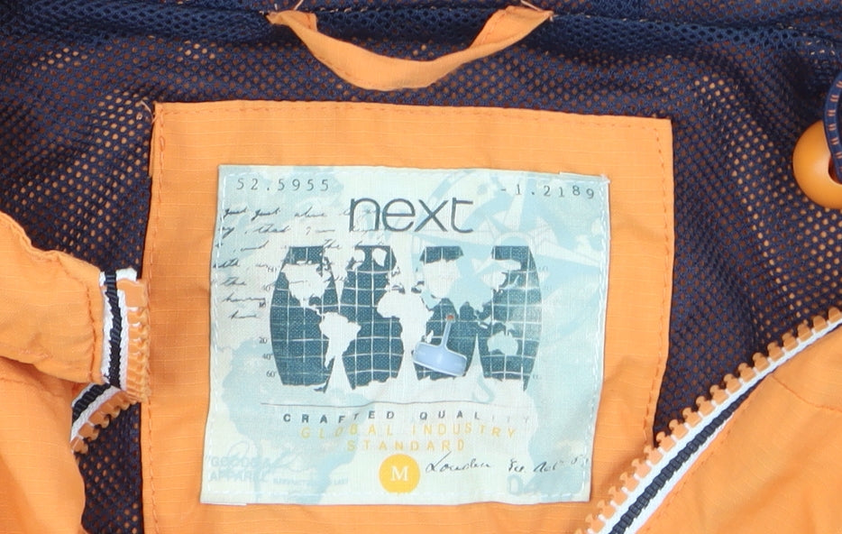 Next Men's Orange Navy Hooded Windbreaker Jacket Size M