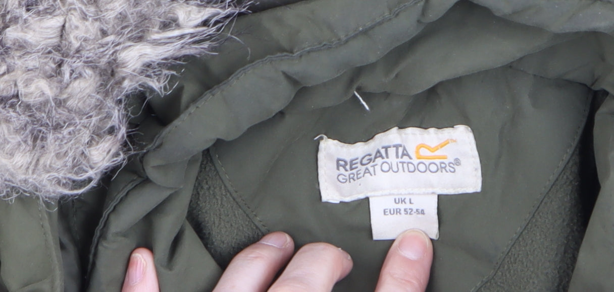 Regatta Men’s Green L Hooded Fur Trim Parka Jacket