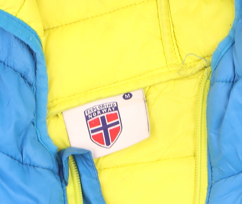 Exploring Norway Boys Blue Hooded Puffer Jacket M Nylon Winter Coat