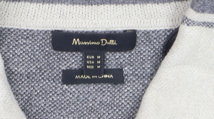 Massimo Dutti Women's Grey Check Long Sleeve Button-Up Shirt Size 12