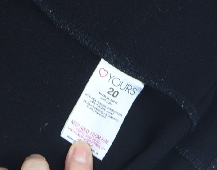 Yours Women Black Plus Size 20 Open Front Blazer with Zip Pockets