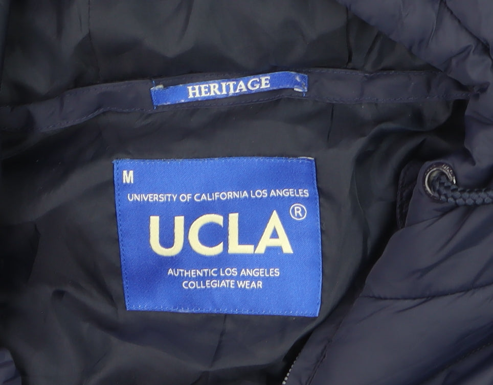 UCLA Men's Blue Hooded Puffer Jacket M Casual Winter Warm