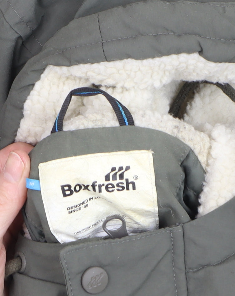 Boxfresh Men's Green Hooded Parka Jacket Size M Nylon Lined Casual