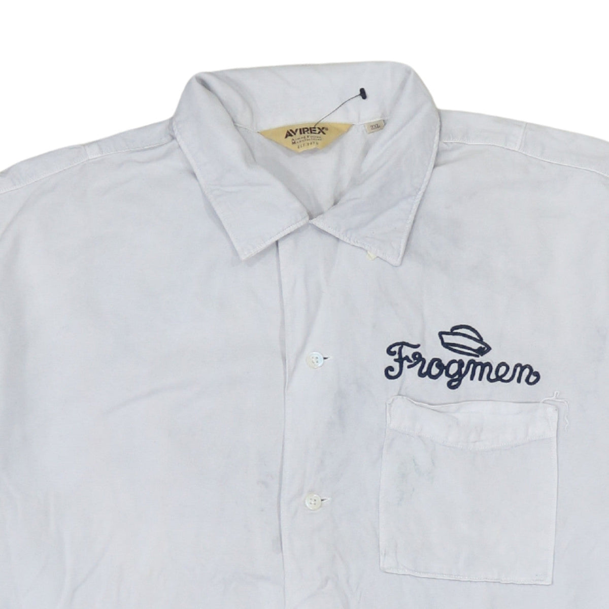 Avirex Men’s White 2XL Frogmen Button-Up Shirt Retro Nautical Style