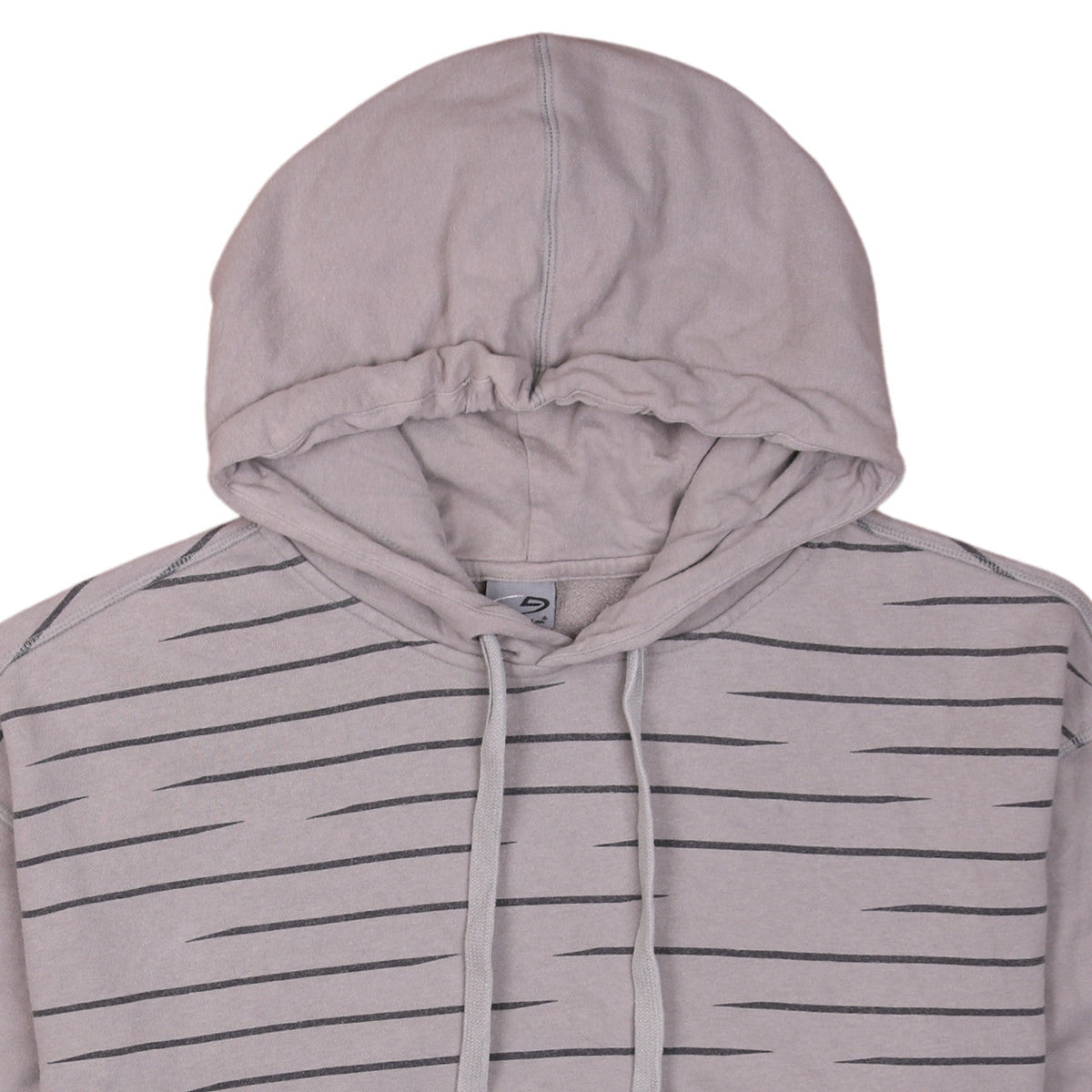 Champion Men Beige Striped Pullover Hoodie XL Fleece Cotton Blend