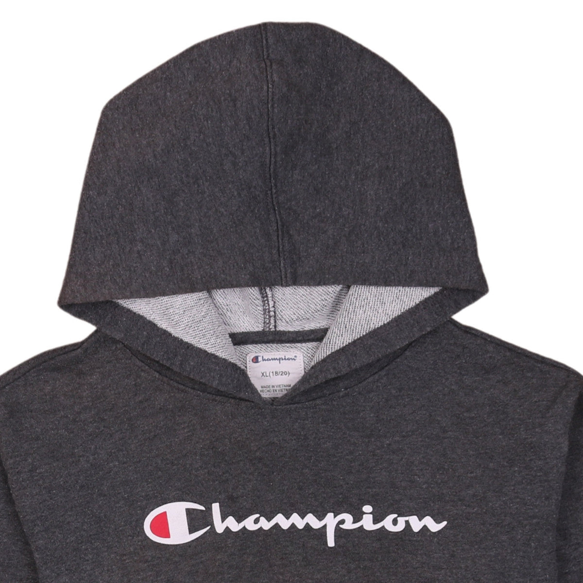 Champion Womens Charcoal Hoodie XL Pullover Logo Print Cotton Blend