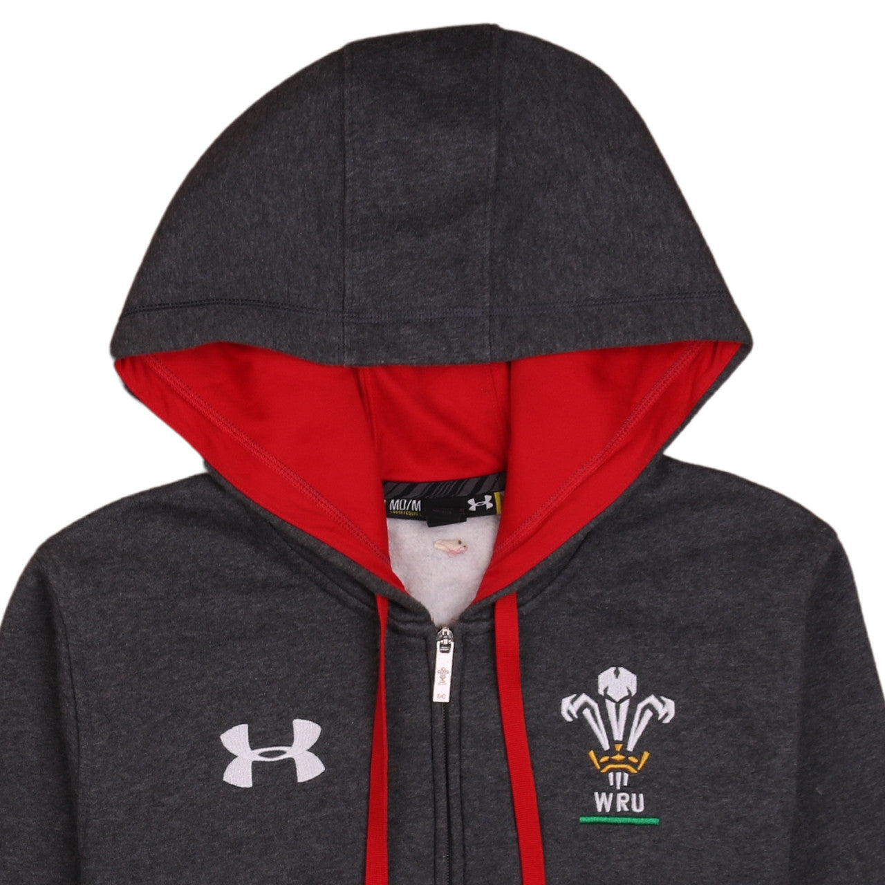 Under Armour Men's Grey Full Zip Hoodie WRU Rugby Medium