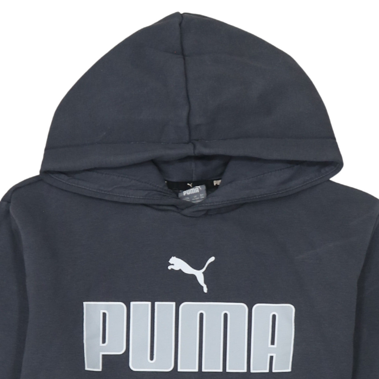 Puma Boys Navy Blue Pullover Hoodie 15-16 Years Logo Print Cotton Blend