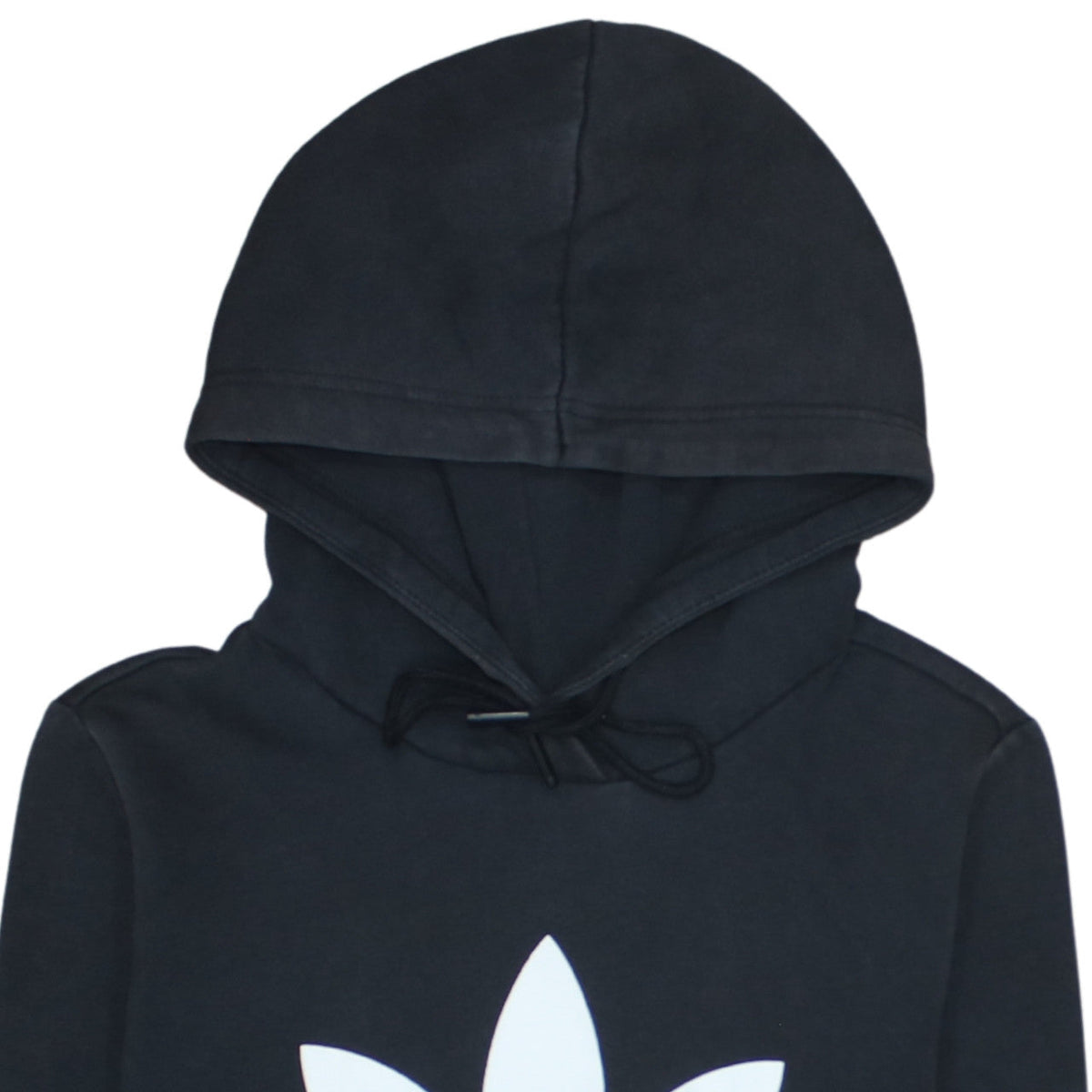 Adidas Womens Black Pullover Hoodie Size 12 Logo Print Sweatshirt