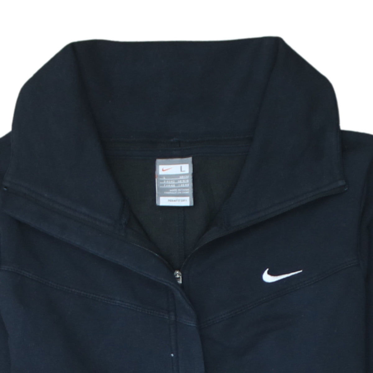 Nike Womens Black Full Zip Sweatshirt Size L 14/16 Hooded Fleece Jacket
