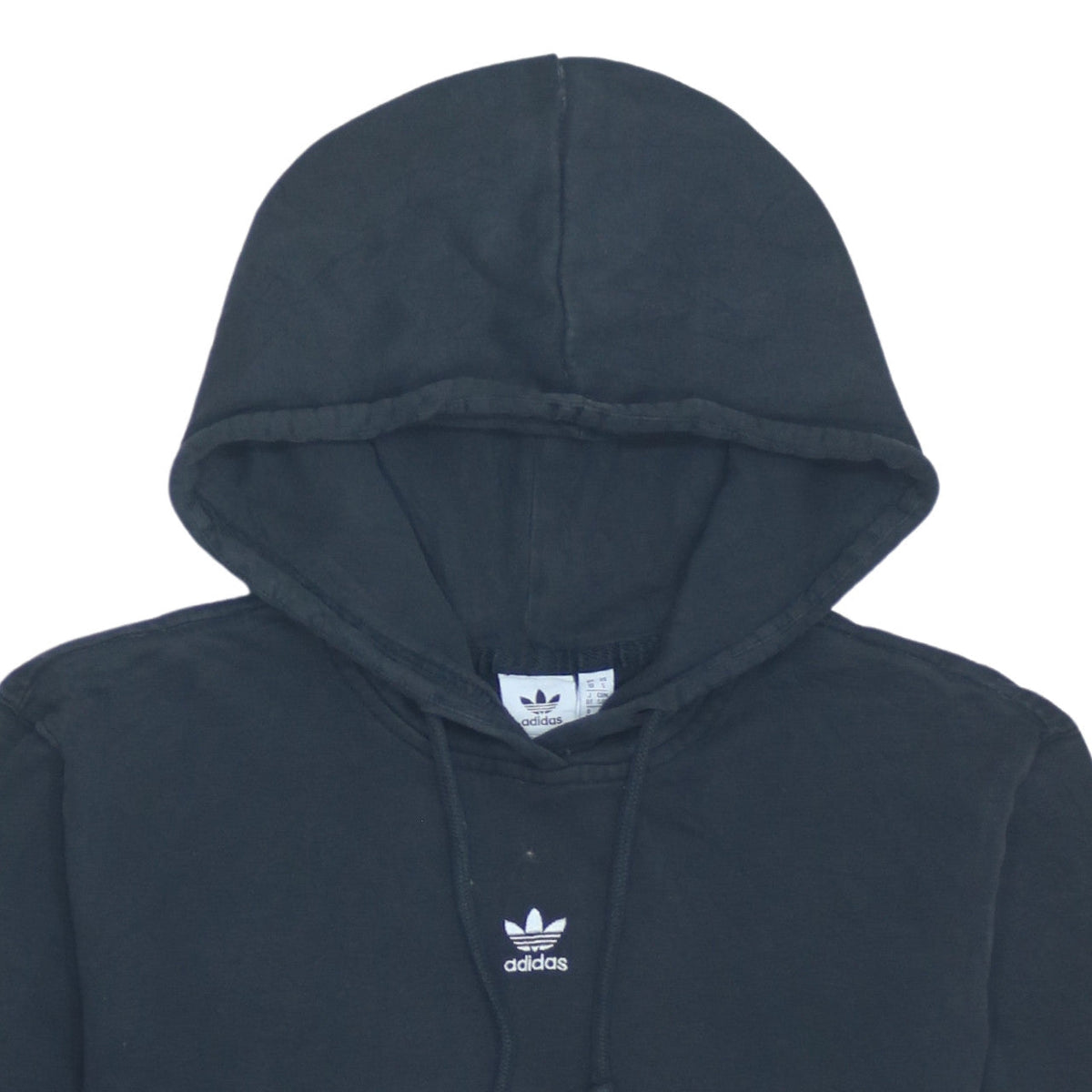 Adidas Women Black Pullover Hoodie Size 10 Cotton Logo Sweatshirt