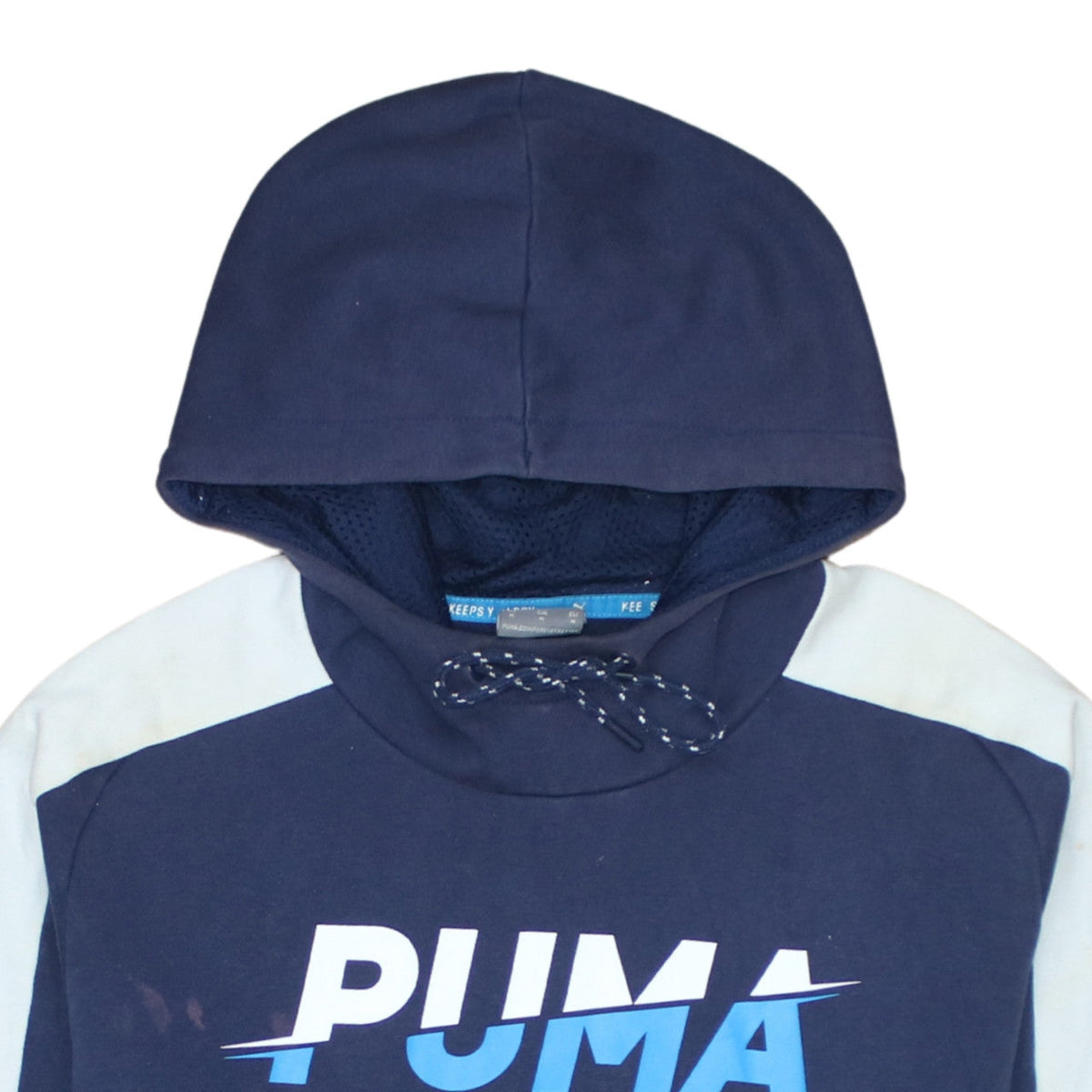 Puma Men’s Blue Pullover Hoodie M Logo Sports Fleece Sweatshirt