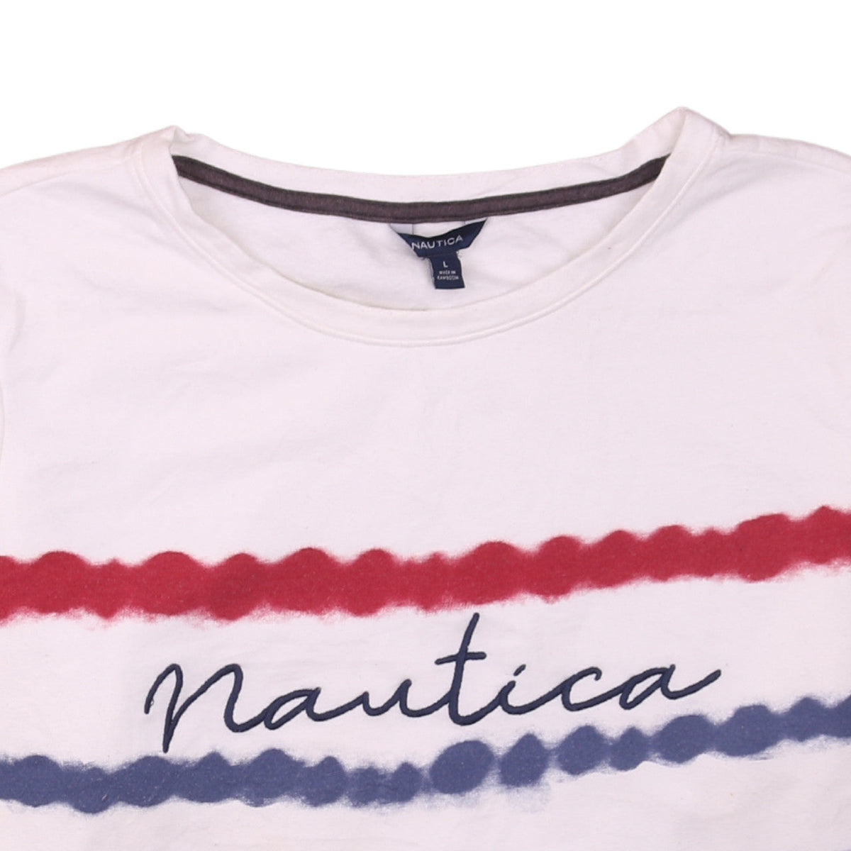 Nautica Women's White Pullover Sweatshirt L Logo Casual Nautical