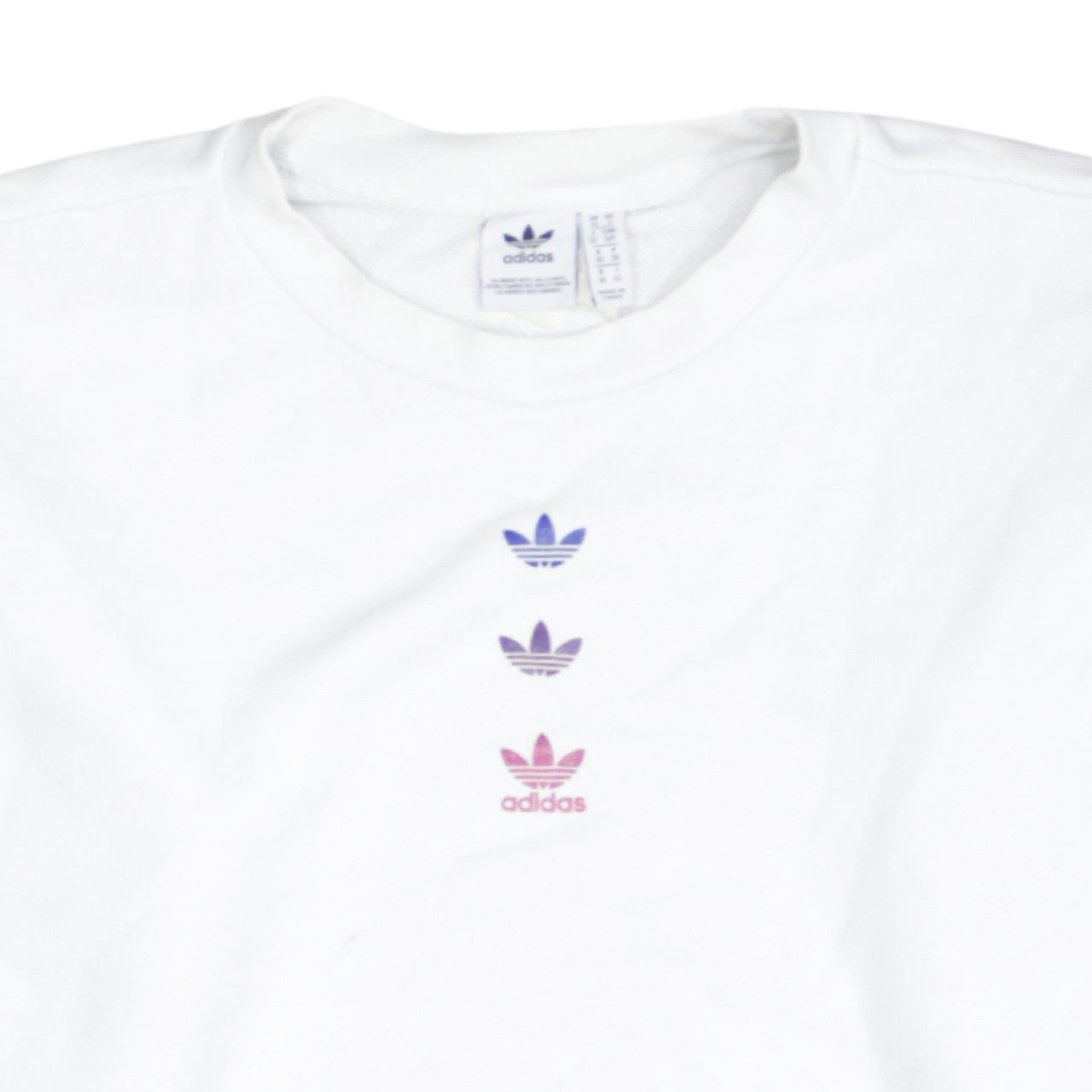 Adidas Womens White Crew Neck Pullover Sweatshirt Size 10 Logo Print