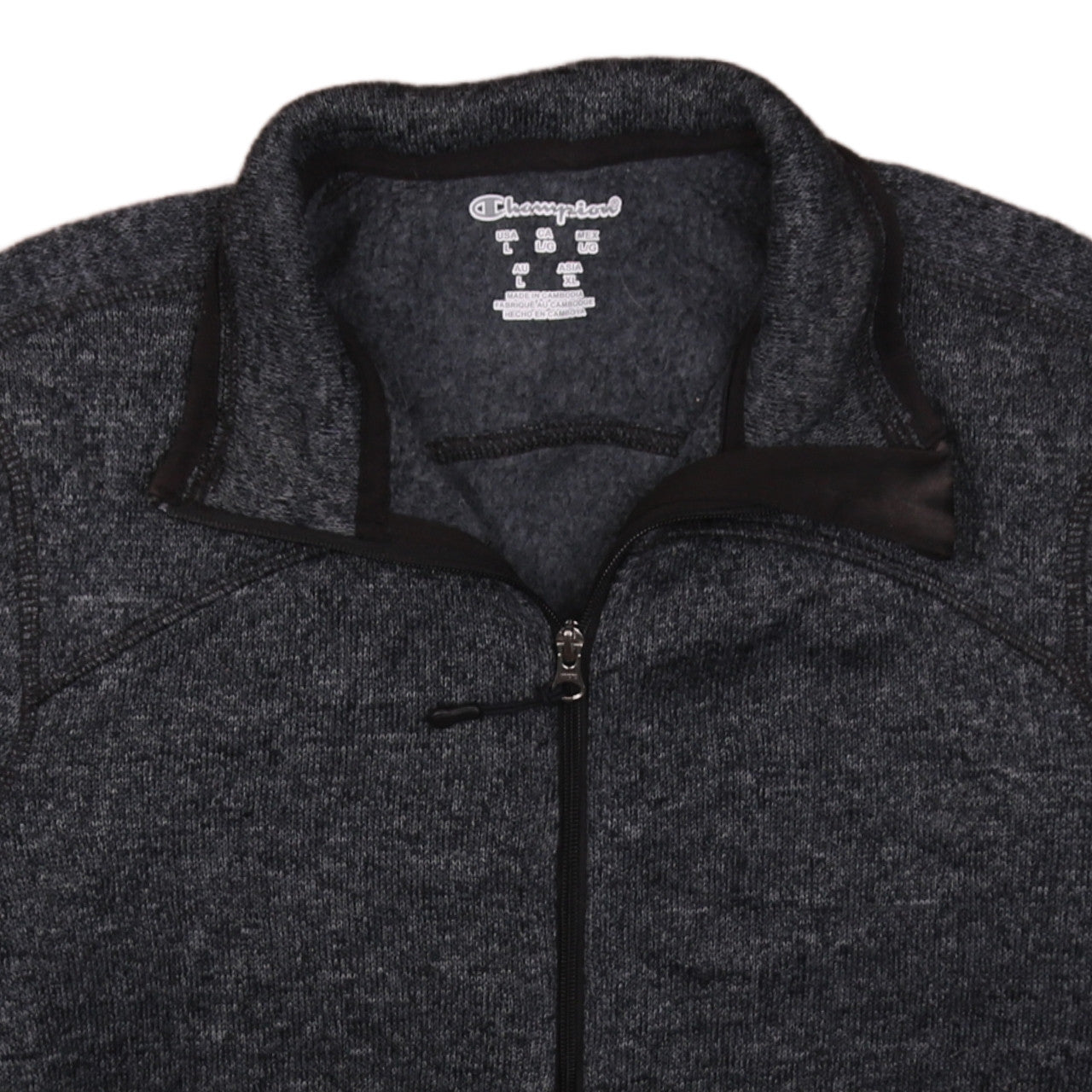 Champion Men's Grey Fleece Full Zip Jacket Size L