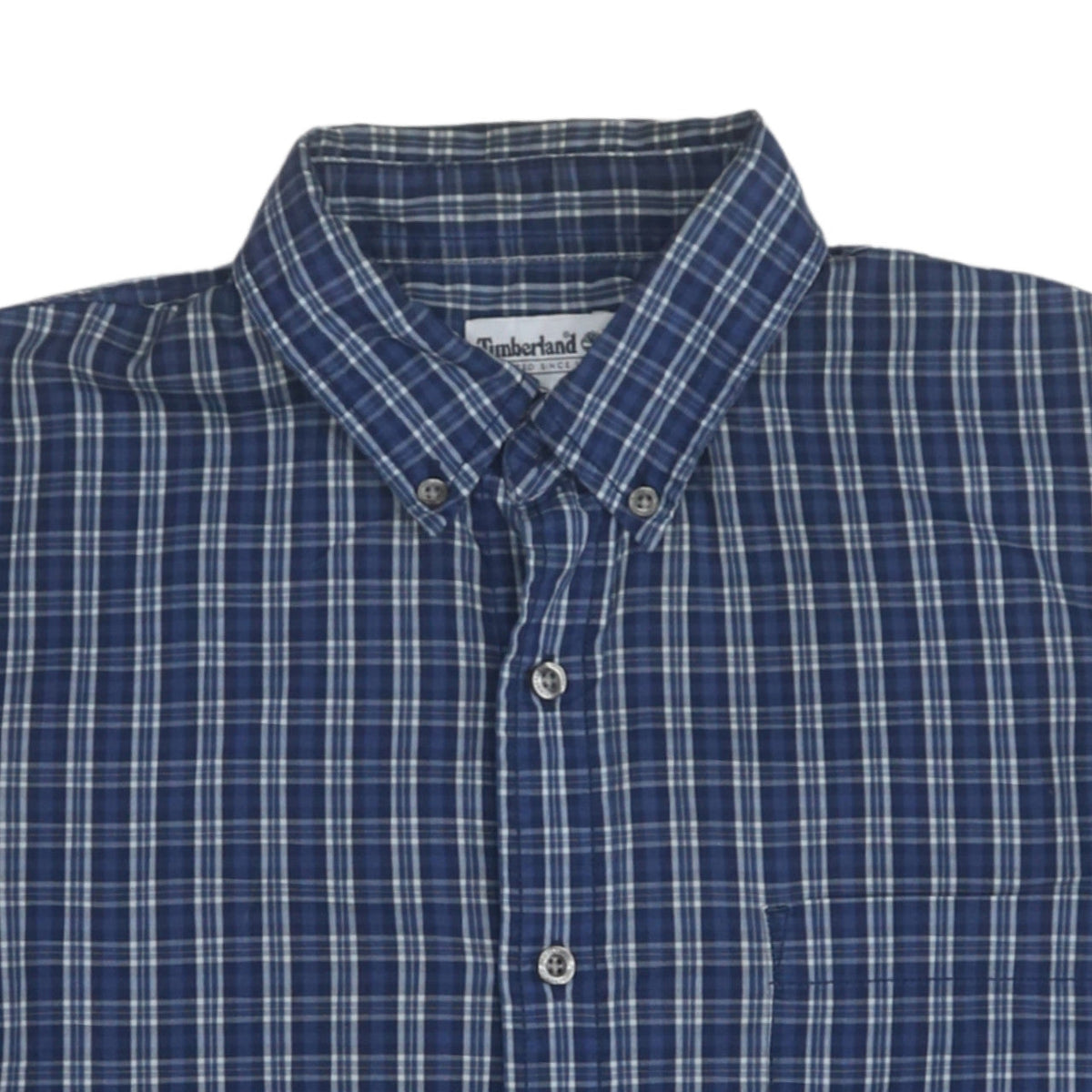 Timberland Men's Blue Check Long Sleeve Button-Up Shirt L