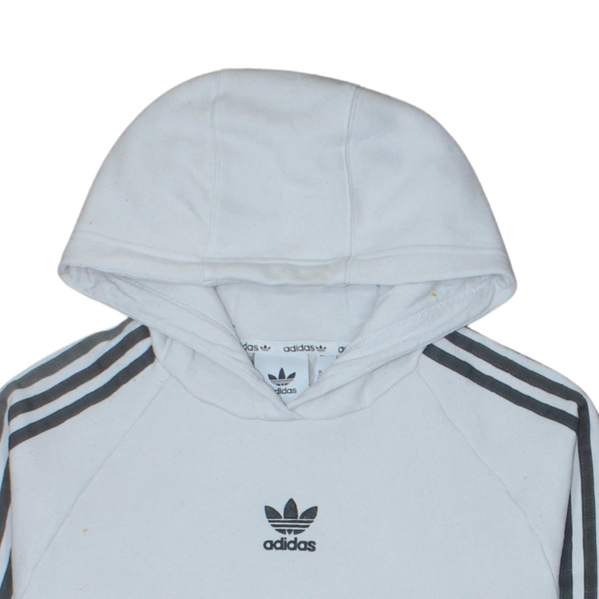 Adidas Men's White Pullover Hoodie S Trefoil Fleece Sweatshirt