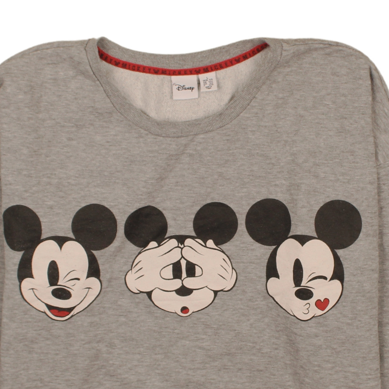 Disney Women Grey Mickey Mouse Pullover Sweatshirt Size L