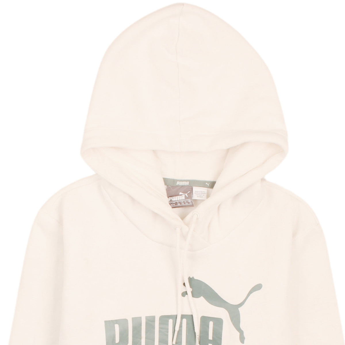Puma Mens White Pullover Hoodie M Logo Graphic Fleece Sportswear