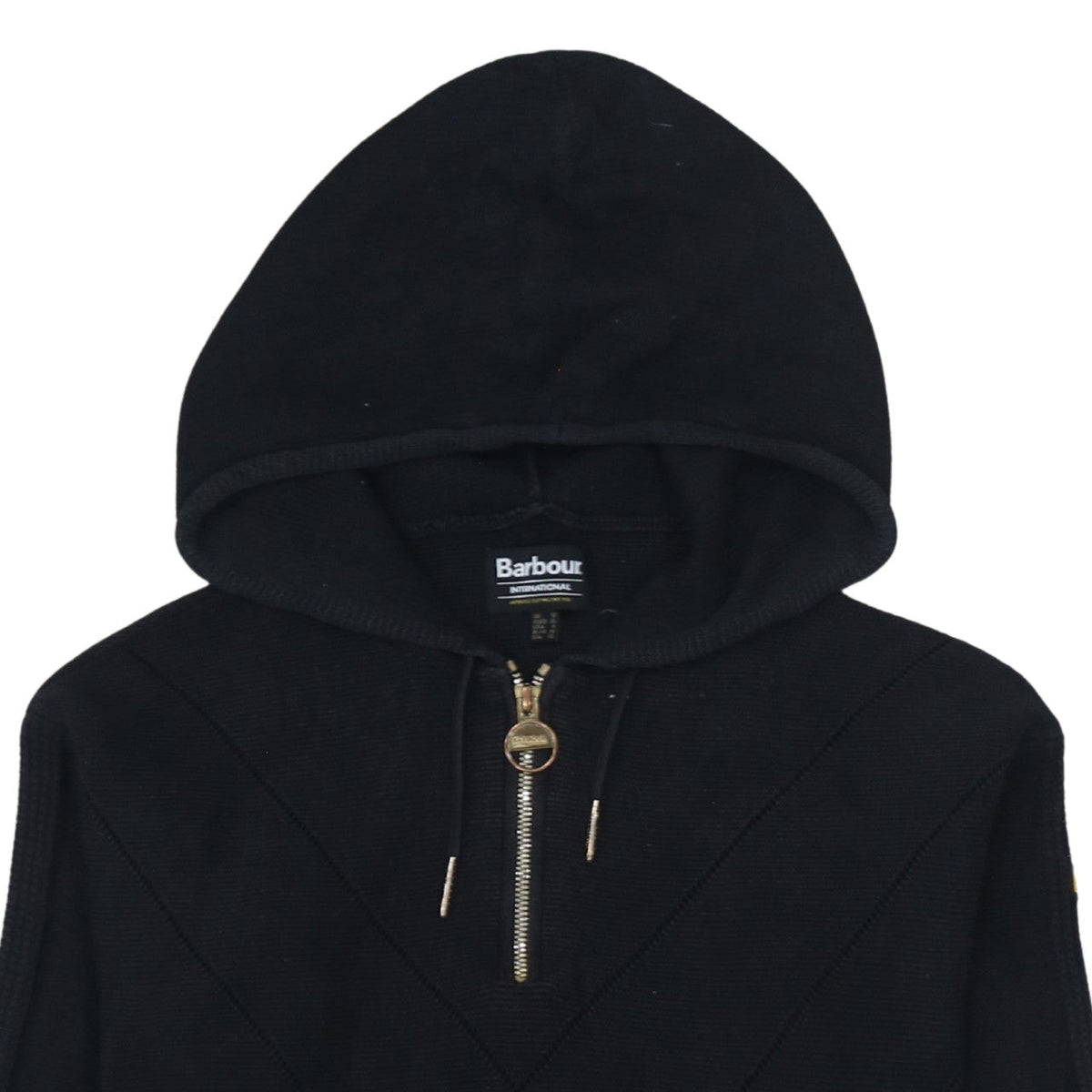 Barbour International Black Cotton Hooded Half Zip Men's Jumper S